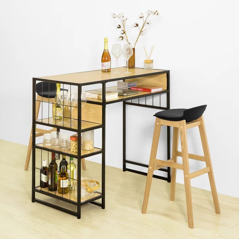 SoBuy OGT39-P Table Haute de Bar Table de Cuisine Mange-Debout Comptoir
