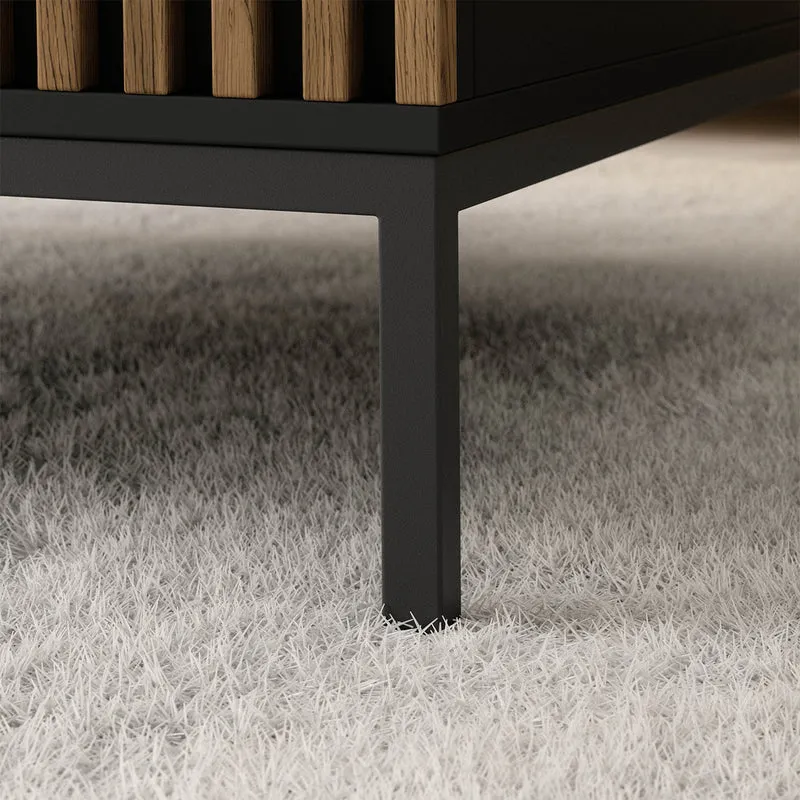 Table basse 1 tiroir 1 niche Melchior Noir et Bois