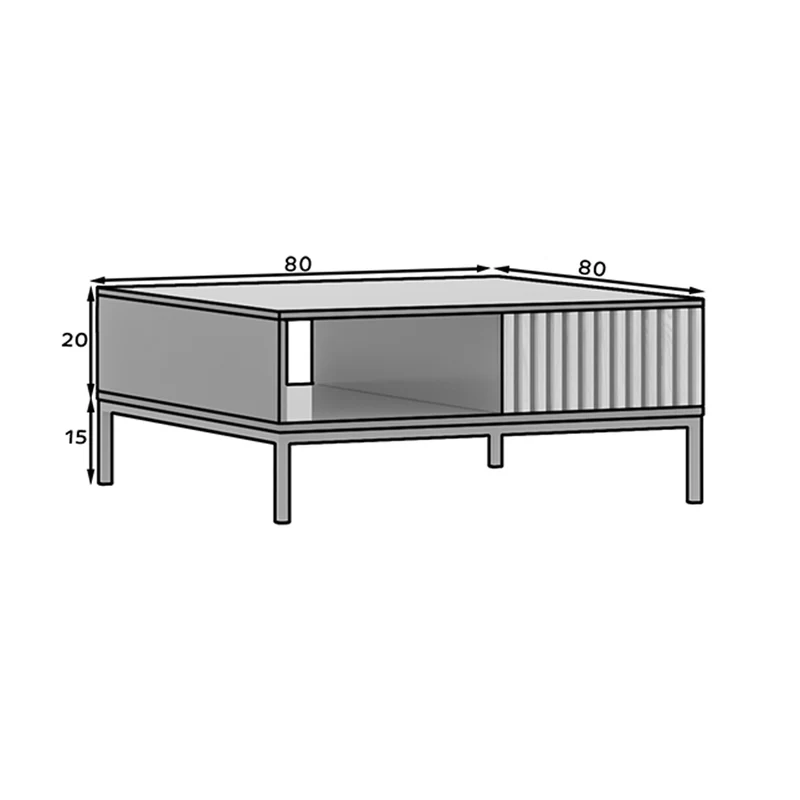 Table basse 1 tiroir 1 niche Melchior Noir et Bois