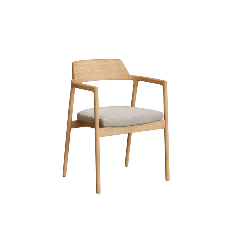 Lot de 6 chaises KAVE HOME Alocs en bois de chêne et tissu beige