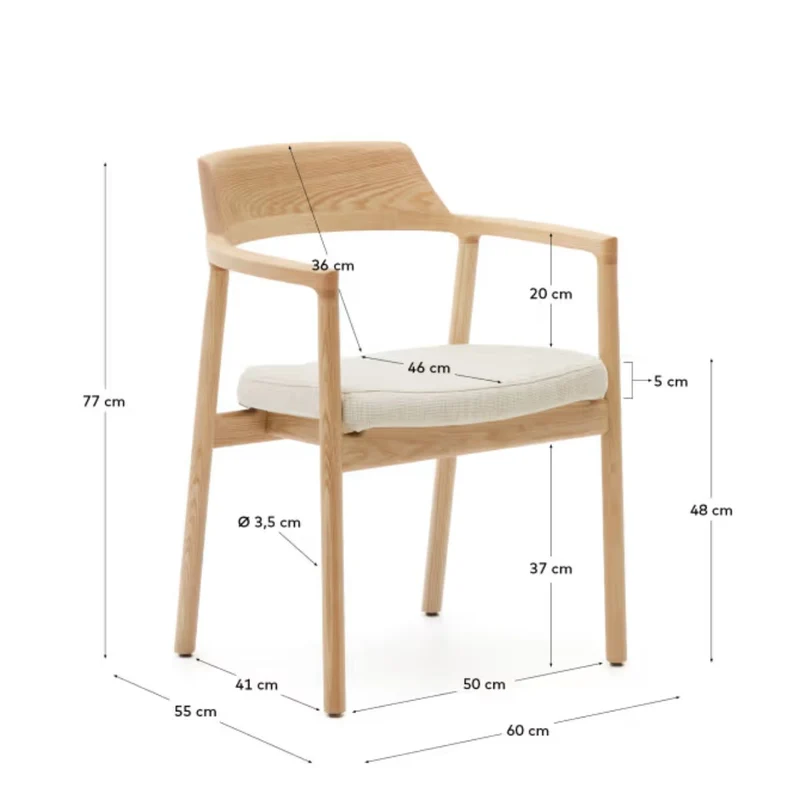 Lot de 6 chaises KAVE HOME Alocs en bois de chêne et tissu beige