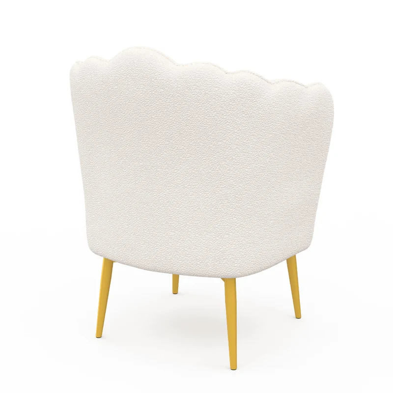 Fauteuil Arielle Blanc bouclette pieds dorés