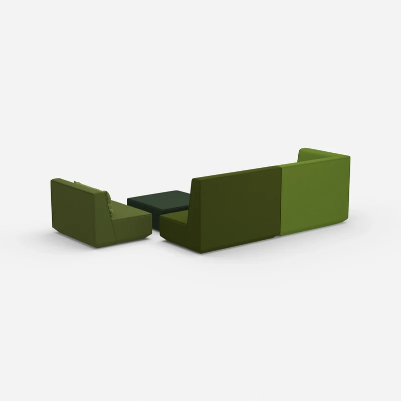 Dreisitzer Sofa mit Sessel und hoher Rückenlehne