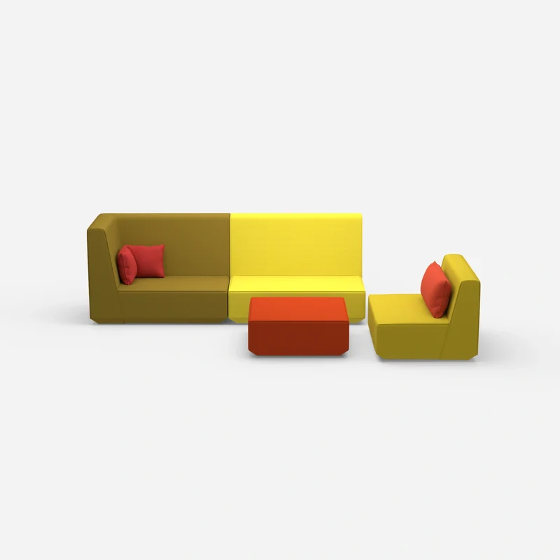 Dreisitzer Sofa mit Sessel und hoher Rückenlehne