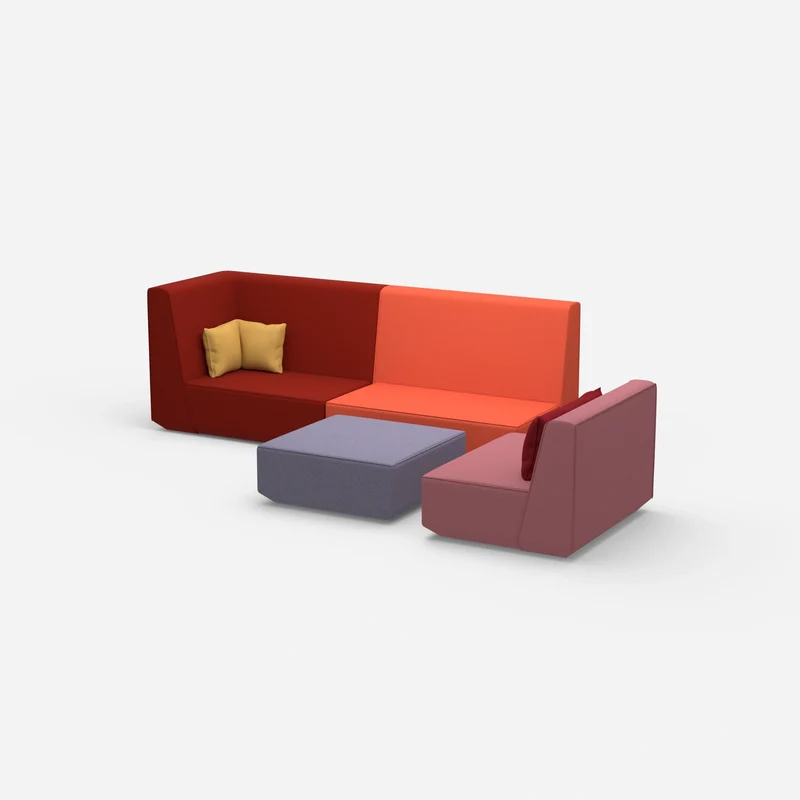 Dreisitzer Sofa mit Sessel und hoher Rückenlehne