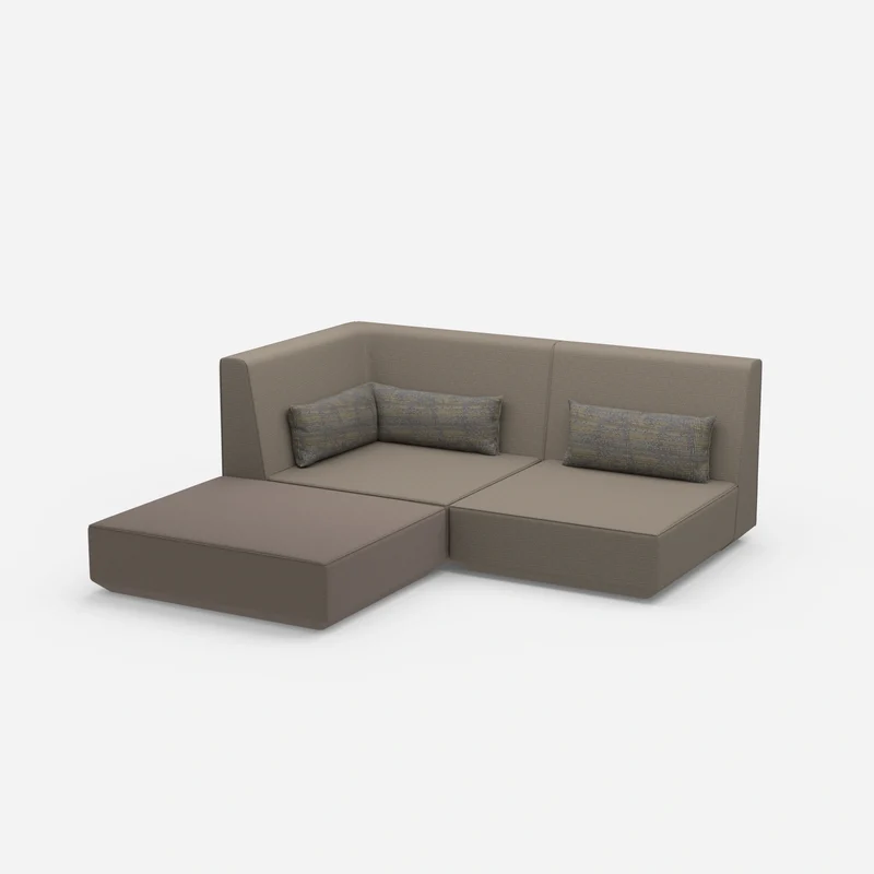 Ecksofa mit tiefer Sitzfläche und hoher Rückenlehne