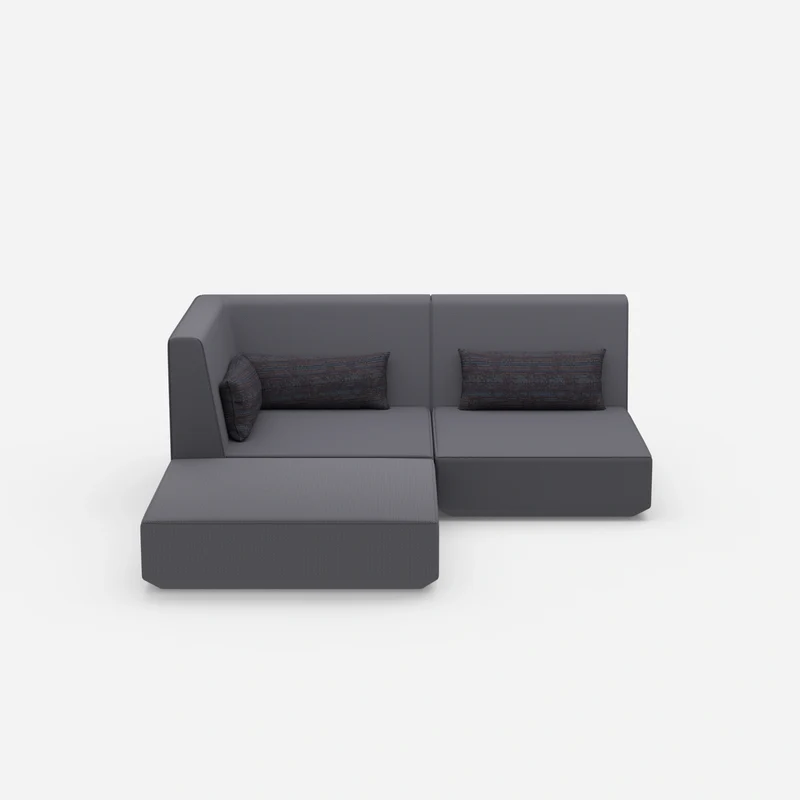 Ecksofa mit tiefer Sitzfläche und hoher Rückenlehne