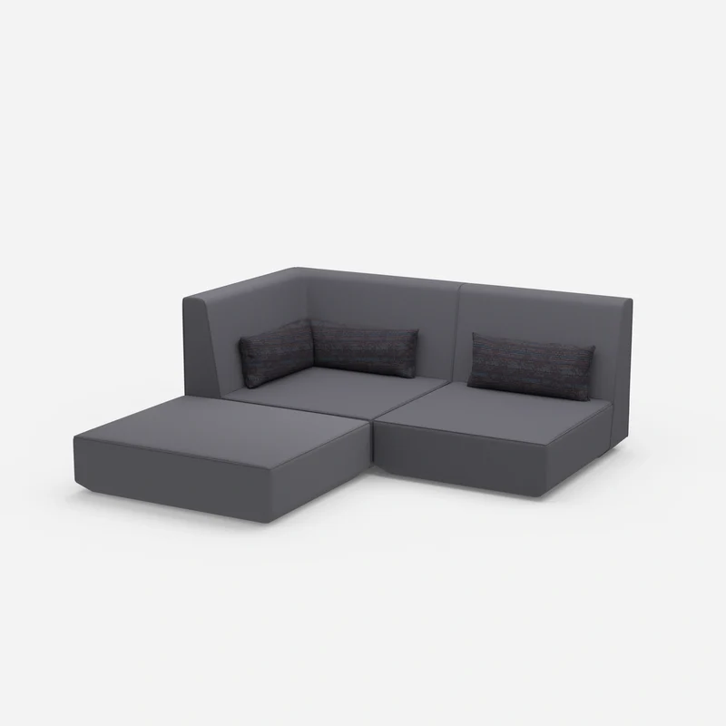Ecksofa mit tiefer Sitzfläche und hoher Rückenlehne
