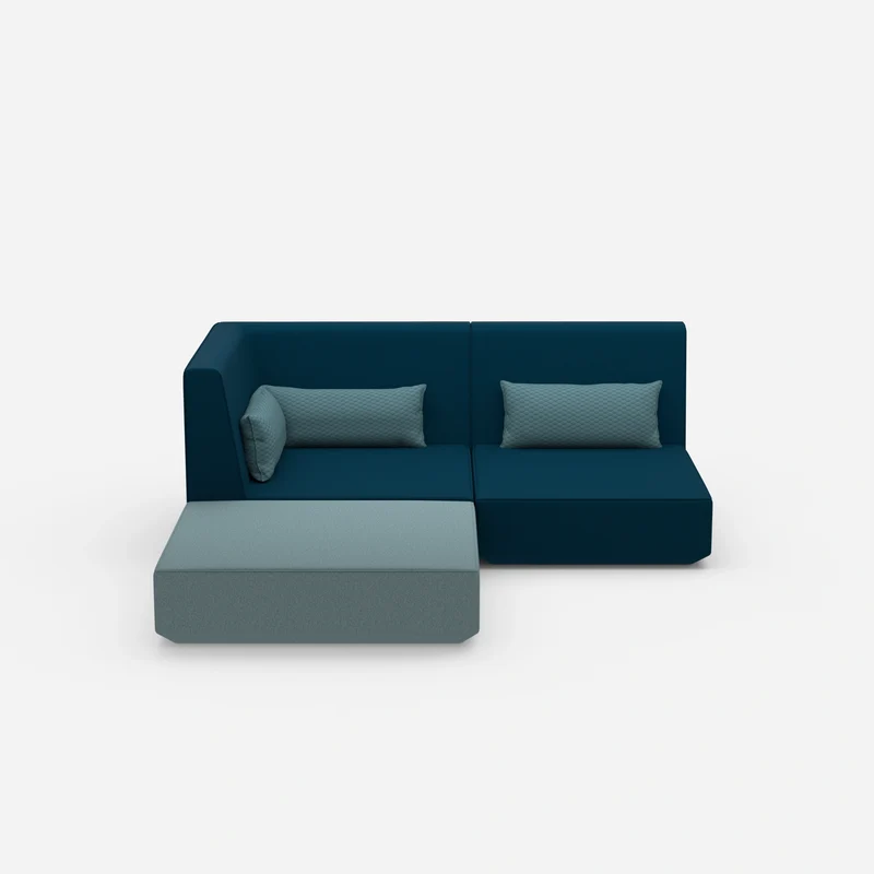 Ecksofa mit tiefer Sitzfläche und hoher Rückenlehne
