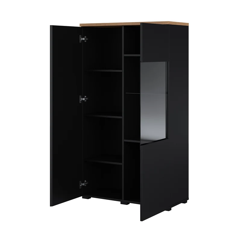Vaisselier 2 portes Liko Noir et Bois