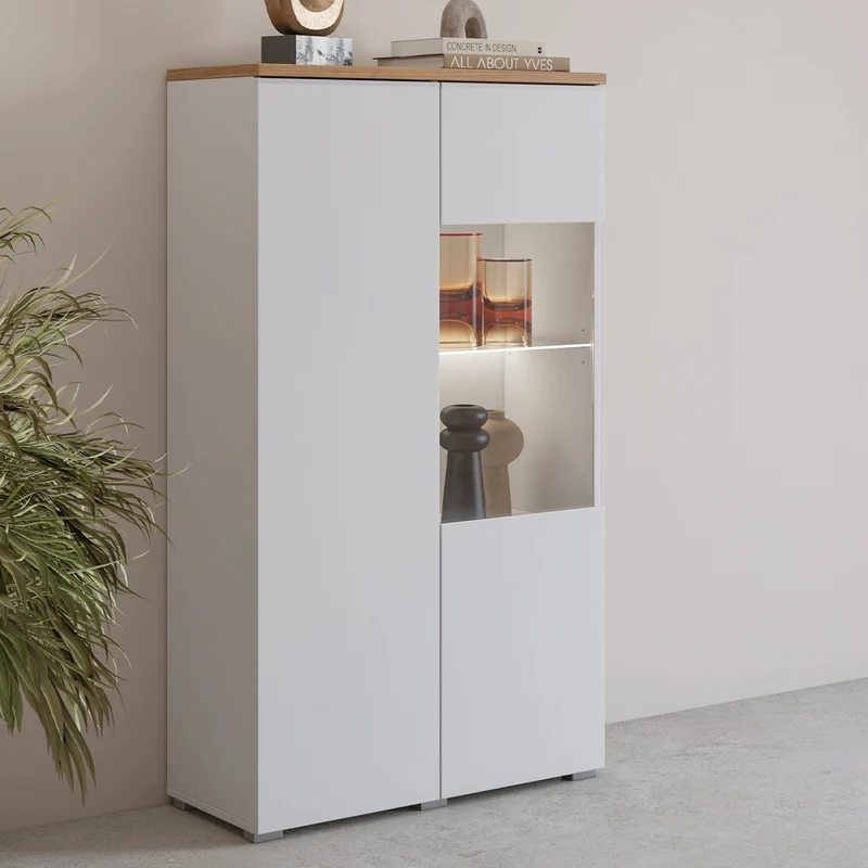 Vaisselier 2 portes Liko Blanc et Bois