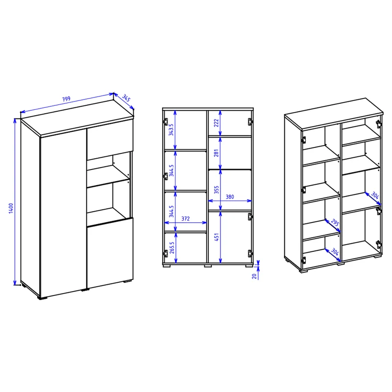 Vaisselier 2 portes Liko Blanc et Bois