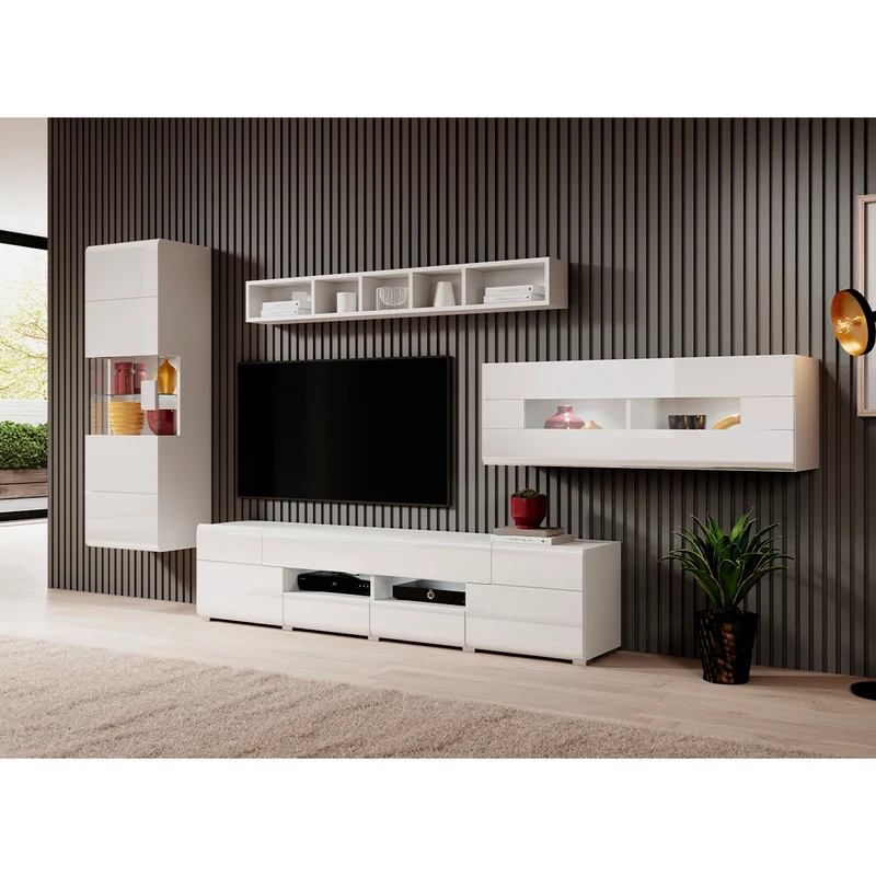 Vitrine murale 1 porte avec LED Jules Blanc