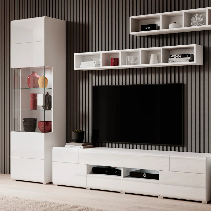 Vitrine 1 porte avec LED Jules Blanc