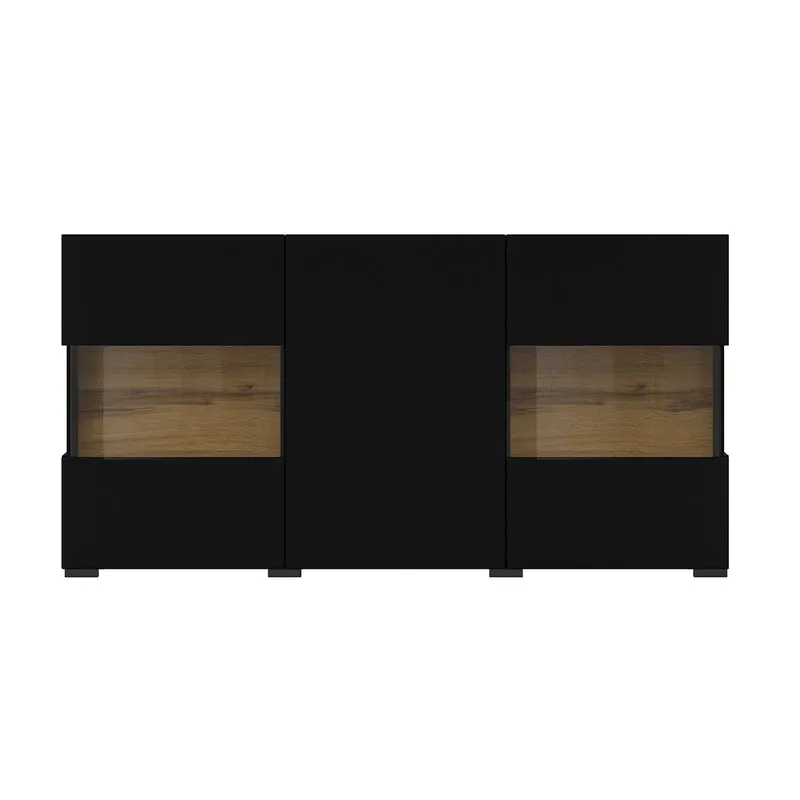 Buffet 3 portes Glora Noir et Bois