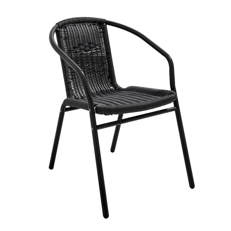 Lot de 4 chaises de jardin OVIALA Saint Germain en aluminium et résine avec accoudoirs