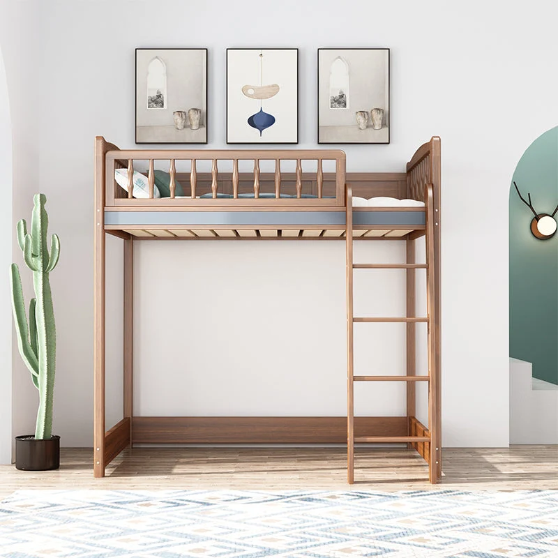 Lit mezzanine en bois massif avec armoire et bureau