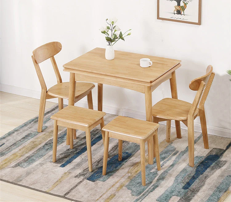 Table en bois massif pliable et extensible de conception peu encombrante