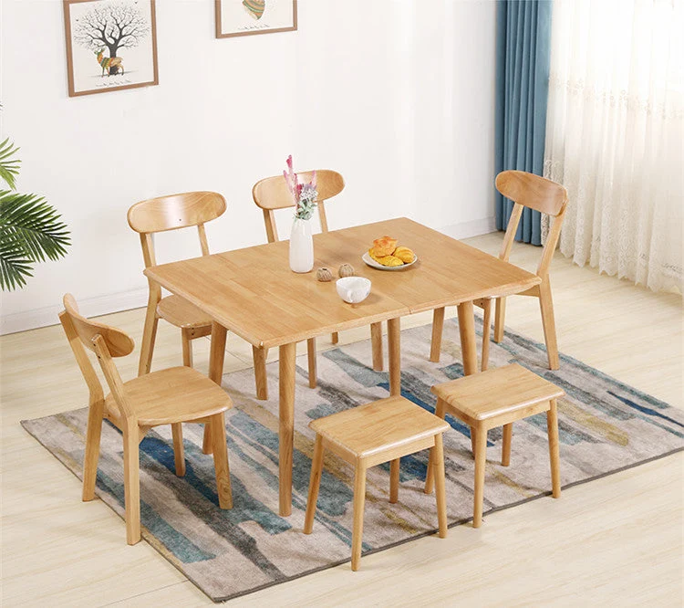 Table en bois massif pliable et extensible de conception peu encombrante