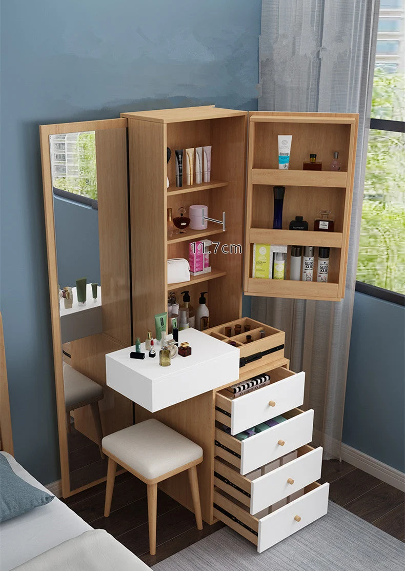Coiffeuse nordique avec miroir intégral et tiroirs