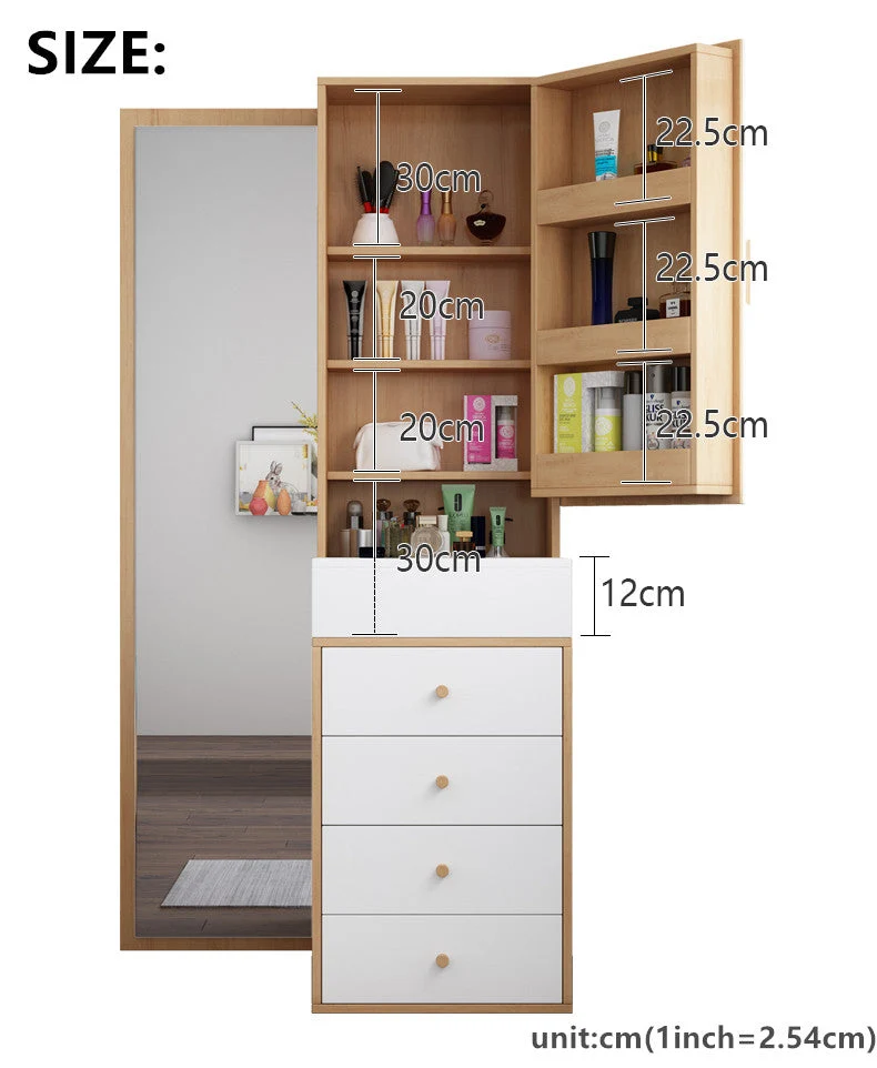Coiffeuse nordique avec miroir intégral et tiroirs