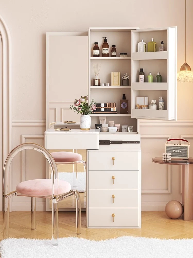 Coiffeuse nordique avec miroir intégral et tiroirs