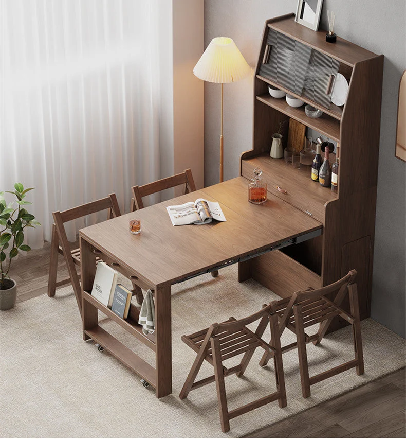 Armoire huche avec table extensible et chaises pliantes