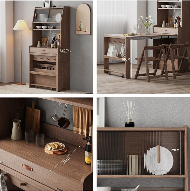 Armoire huche avec table extensible et chaises pliantes