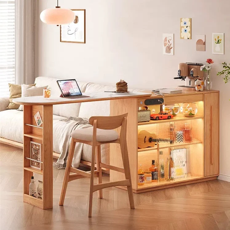 Table de bar rotative à 360 degrés avec armoire de rangement double face