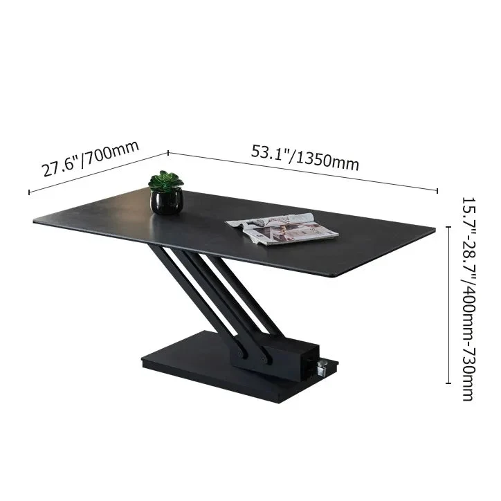 Table basse réglable en hauteur en pierre frittée