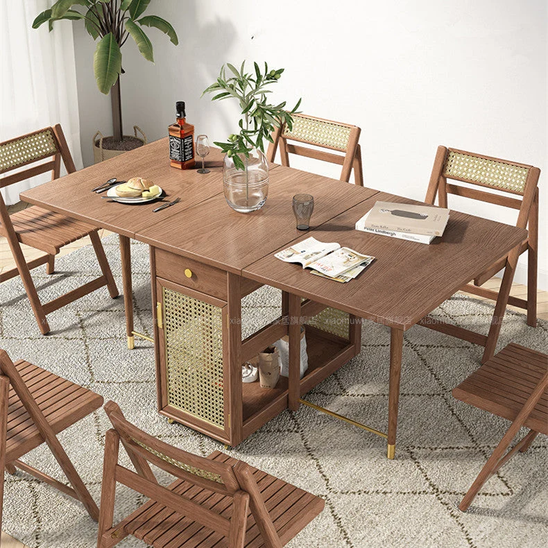 Table de salle à manger à double abattant avec 4 chaises pliables