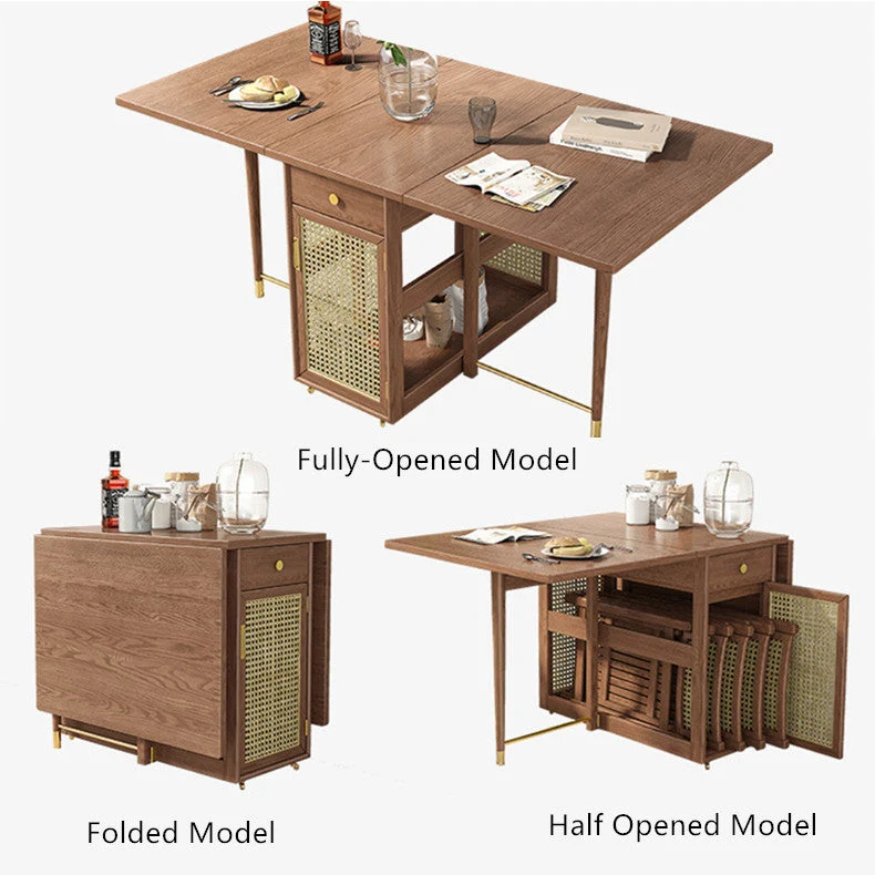 Table de salle à manger à double abattant avec 4 chaises pliables