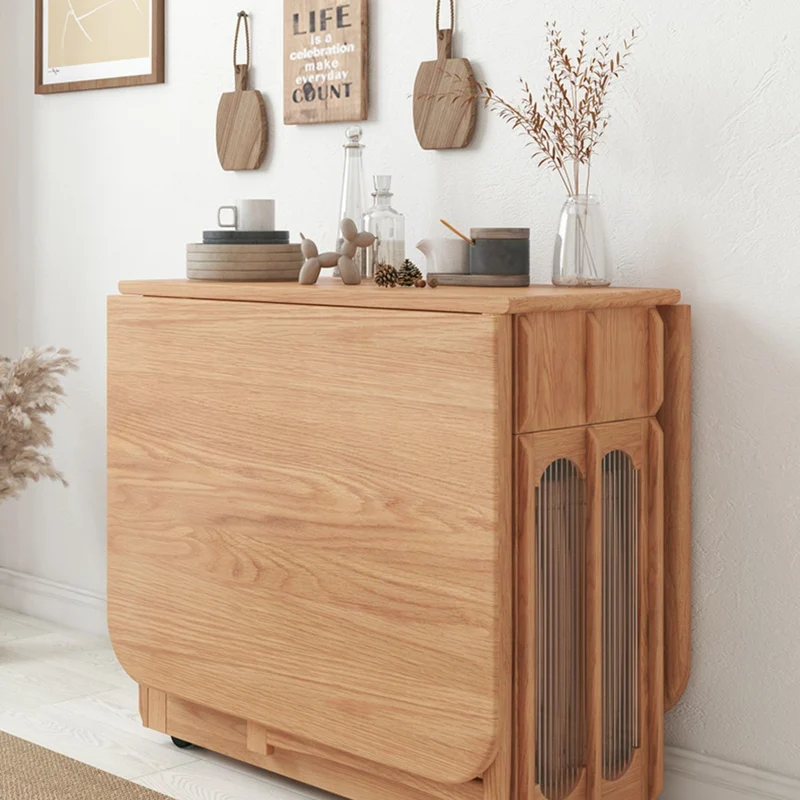 Table de salle à manger à double abattant avec armoire huche en panneau perforé