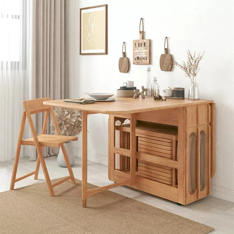 Table de salle à manger à double abattant avec armoire huche en panneau perforé