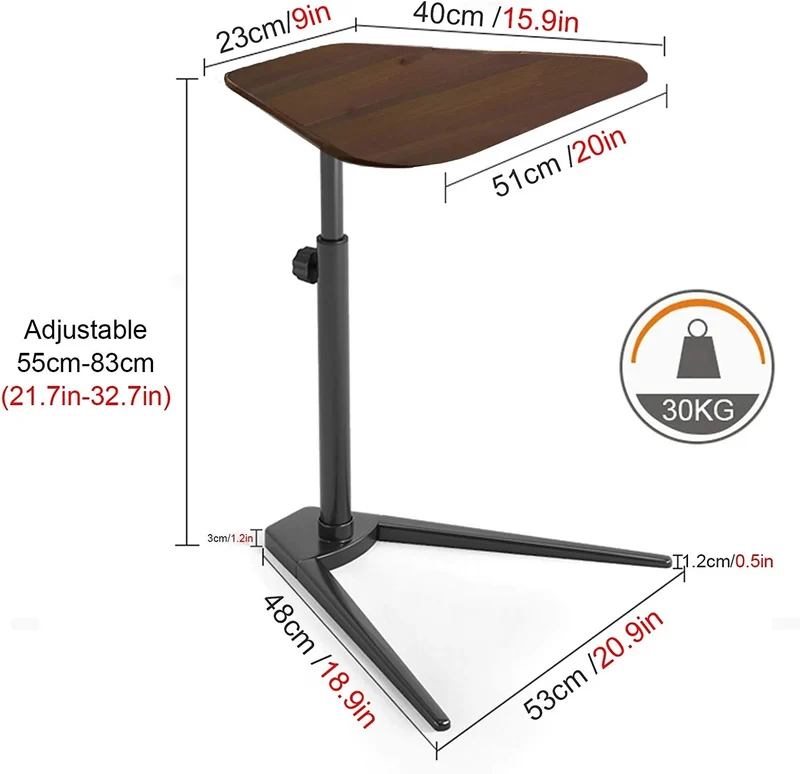 Table d'appoint de canapé en forme de C réglable en hauteur