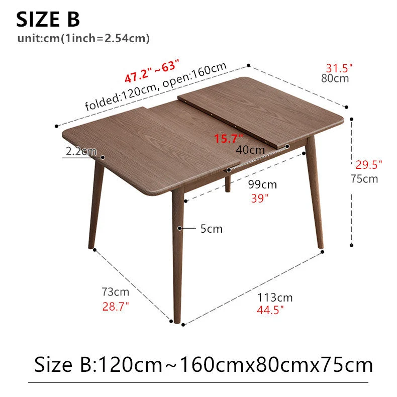 Table de salle à manger extensible minimaliste rectangulaire