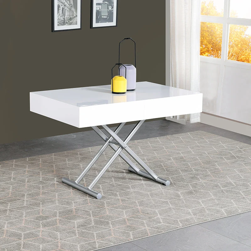 Table de salle à manger et table basse transformables 2 en 1 avec mécanisme haut et bas