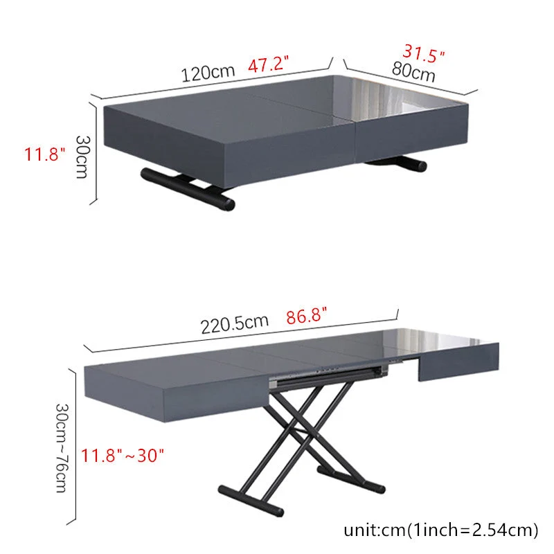 Table de salle à manger et table basse transformables 2 en 1 avec mécanisme haut et bas