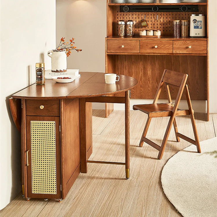 Table ronde à double abattant avec 4 chaises pliantes