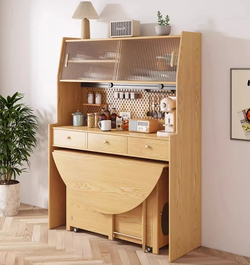 Table ronde à double abattant avec 4 chaises pliantes
