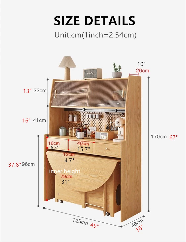 Table ronde à double abattant avec 4 chaises pliantes
