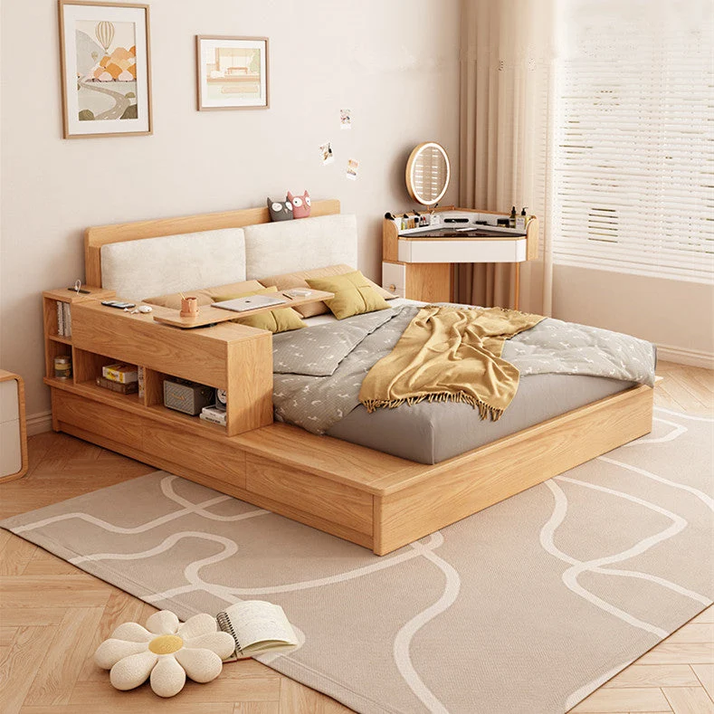 Lit de rangement relevable avec bureau et tiroirs rotatifs