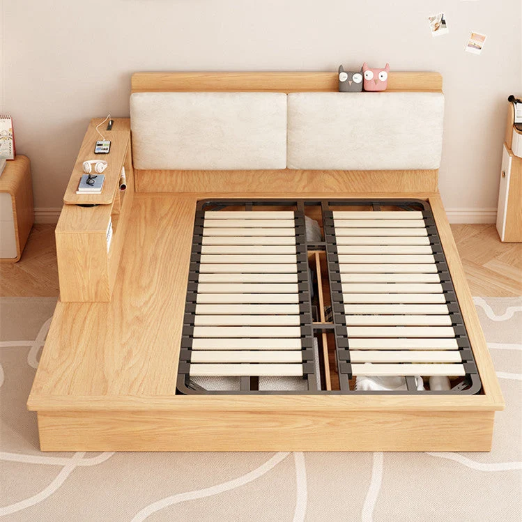 Lit de rangement relevable avec bureau et tiroirs rotatifs
