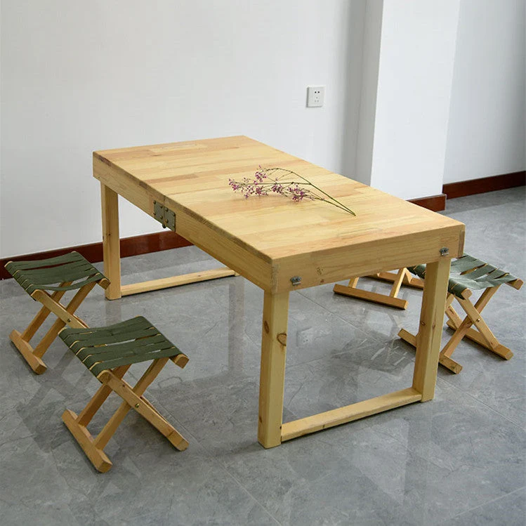 Table pliante en bois massif avec 4 tabourets