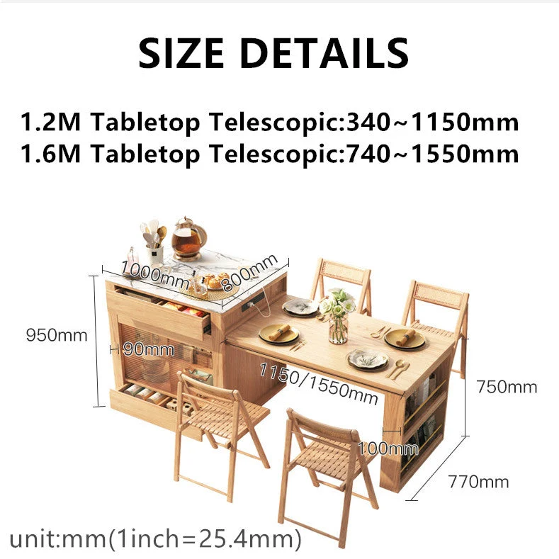 Îlot De Cuisine Avec Table Extensible