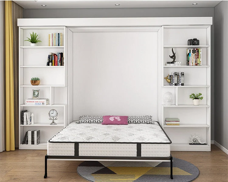 Lit escamotable avec étagère et armoire et bureau pliable