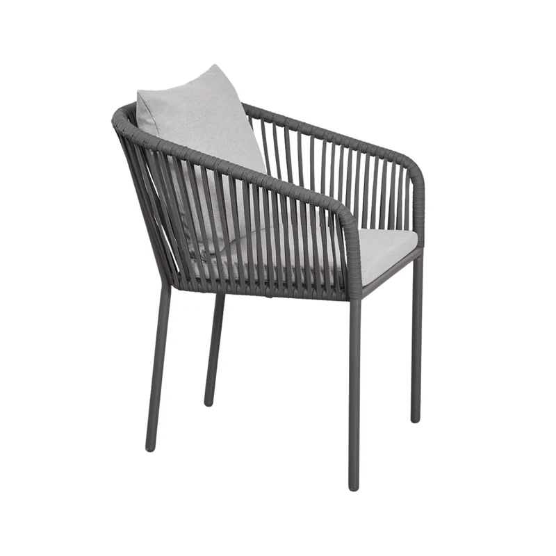 Lot de 2 chaises de jardin SKLUM Arhiza empilables avec accoudoirs en corde tressée gris graphite