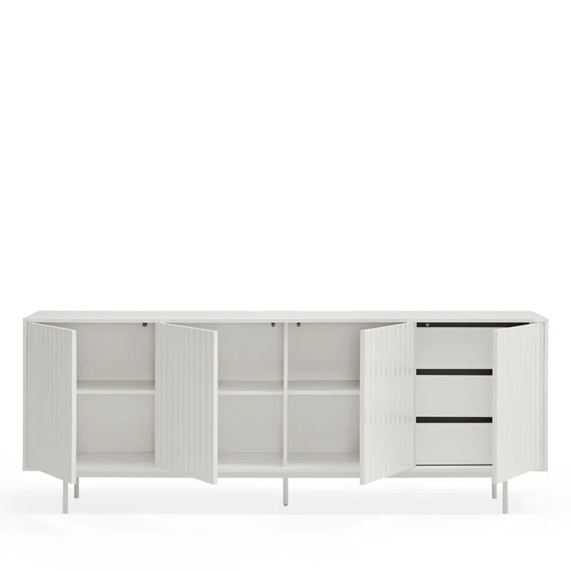 Buffet DRAWER Sierra 4 portes 3 tiroirs en bois blanc L211cm