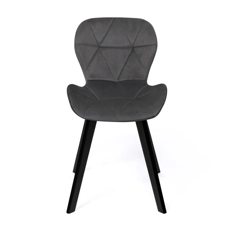Lot de 2 chaises DAISY en velours Gris et pieds Noirs