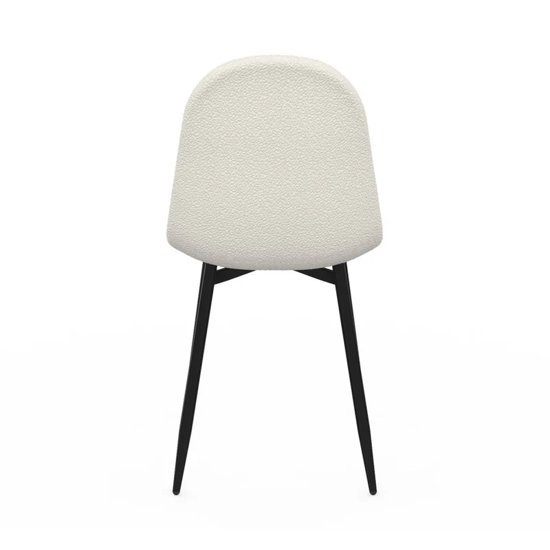 Lot de 4 chaises Sofia en bouclette Blanche et pieds métal Noirs